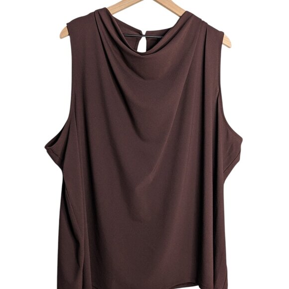 Universal Standard Tops - Universal Standard Top Womens XL 26/26 Sleeveless Drape Neck Blouse Brown